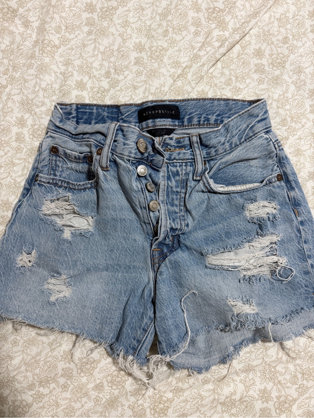 Aeropostale Light Wash Distressed Denim Shorts
